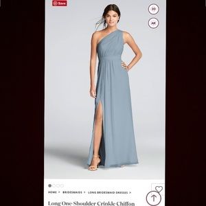 Long 1-Shoulder Crinkle Chiffon Dress DavidsBridal